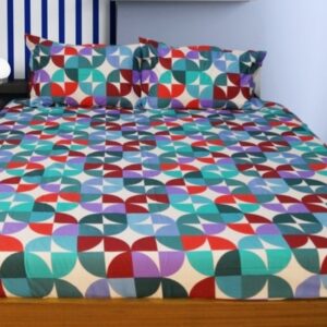 Vissage Abstract Print Queen Bed Sheet With 2 Pillow Covers