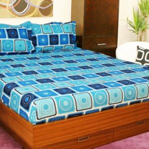 Vissage Geometric Print Queen Bed Sheet With 2 Pillow Covers