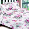 Vissage Designer Soft Floral Pink Queen Bed Sheet With 2 Pillow Covers - Image 2