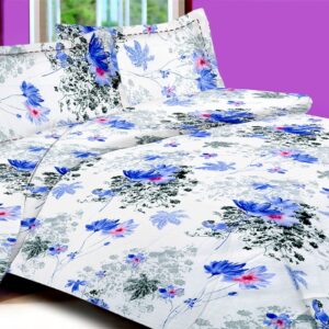 Vissage Designer Soft Floral Pink Queen Bed Sheet With 2 Pillow Covers