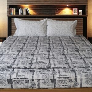 Vissage Cotemporary Black & White King Bed Sheet With 2 Pillow Covers
