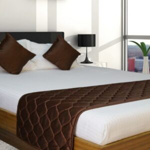 Vissage Quilted Hotel Bed Runner Double With 2 Cushion Covers, Dark Brown