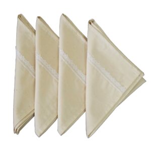 Vissage Pack of 4 Handkerchiefs (Women) Cotton: Natural Greige, 12IN *12IN