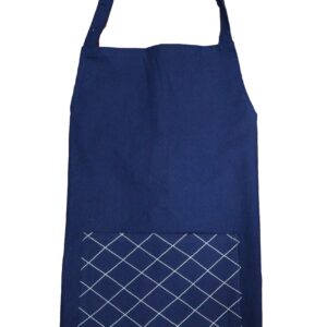 Vissage Classic Plain Apron with Artistic Embroidered Pocket: 100% Cotton