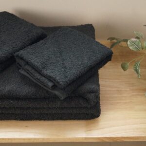 Vissage Absorbent Cotton Bath Towel Set, 2 Bath Towels & 2 Hand Towels, Dark Grey