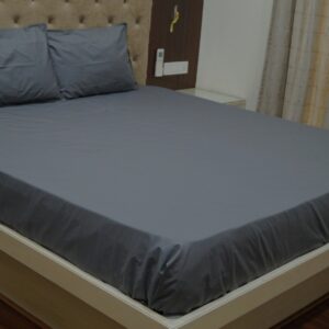 Vissage Plain King Bedsheet with 2 Pillow Covers - 100% Cotton, Dark Grey