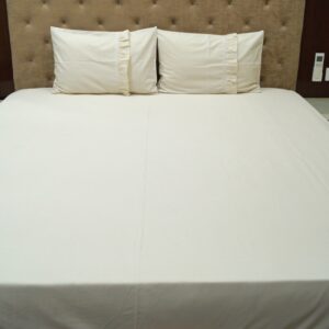 Vissage Natural Greige Color King Bedsheet with 2 Designer Pillow Covers - 100% Cotton, Ecofriendly