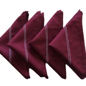 Vissage Pack of 4 Handkerchiefs (Women) : Soft Cotton, Maroon