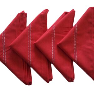 Vissage Pack of 4 Handkerchiefs (Women) : Soft Cotton, Red
