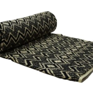 Vissage Black Geometric Styled  Single Dohar Cotton: 150CM*230CM