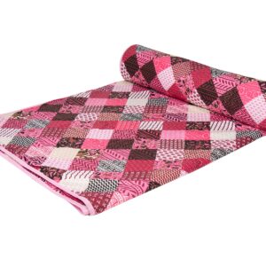 Vissage Ethnic Geometric Print Single Dohar Cotton: 150CM*230CM, Pink
