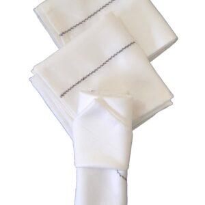 Vissage Embroidered Handkerchiefs (Men) Cotton: White, 18IN *18IN