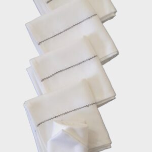 Vissage Embroidered Handkerchiefs (Men) Cotton: White, Pack of 6