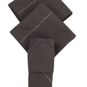 Vissage Embroidered Handkerchiefs (Men) Cotton: Dark Grey, 18IN *18IN