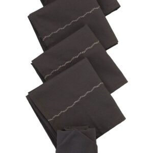 Vissage Embroidered Handkerchiefs (Men) Cotton: Dark Grey, Pack of 6
