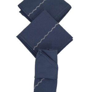 Vissage Embroidered Handkerchiefs (Men) Cotton: Dark Blue, 18IN *18IN