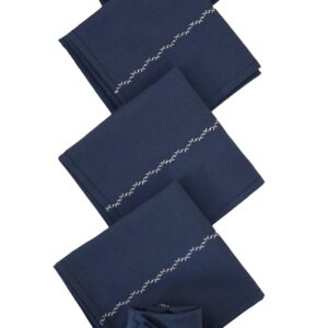 Vissage Embroidered Handkerchiefs (Men) Cotton: Dark Blue, Pack of 6