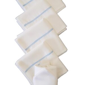 Vissage Embroidered Handkerchiefs (Men) Cotton: White&Blue, Pack of 6