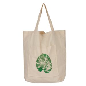 Vissage Designer Leaf Block Print Canvas Reusable Cloth Bag