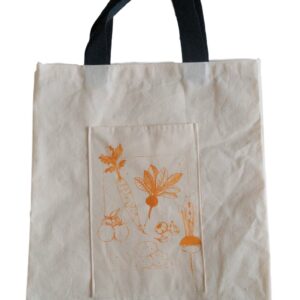 Vissage Pack of 1 Large Cloth Shopping/Grocery Bag : 15IN * 17IN, Black & Orange