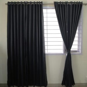 Vissage Elegant Self Design Door Curtains Pack of 2, 4FT*7FT, Dark Grey