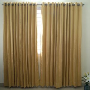 Vissage Elegant Plain Door Curtains Pack of 2, 4FT*7FT, Gold