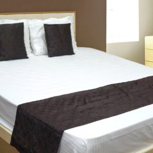 Vissage Double Bed Runner with 2 Cushion Covers, Droplets Design, Brown