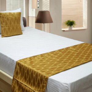 Vissage Elegant Geometric Single Bed Runner with 1 Cushion Cover, Golden (Copy)