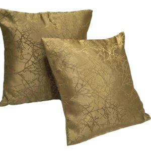Vissage Floral Self Design Cushion Covers, Pack of 2, Green, 16Inch * 16Inch