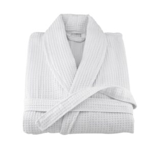 Vissage Waffle Weave Bath Robe, White, Cotton, Free Size