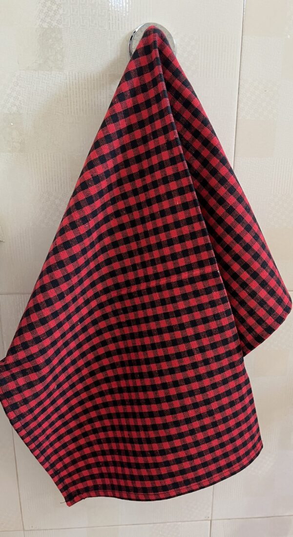 Vissage Red & White Checkered Kitchen Towels/Dish Towels, Cotton, Pack of 2 - Image 2