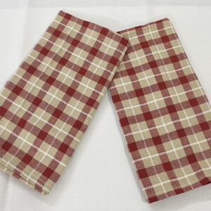 Vissage Geometric Kitchen Towels/Dish Towels, Red & Beige, Cotton, Pack of 2