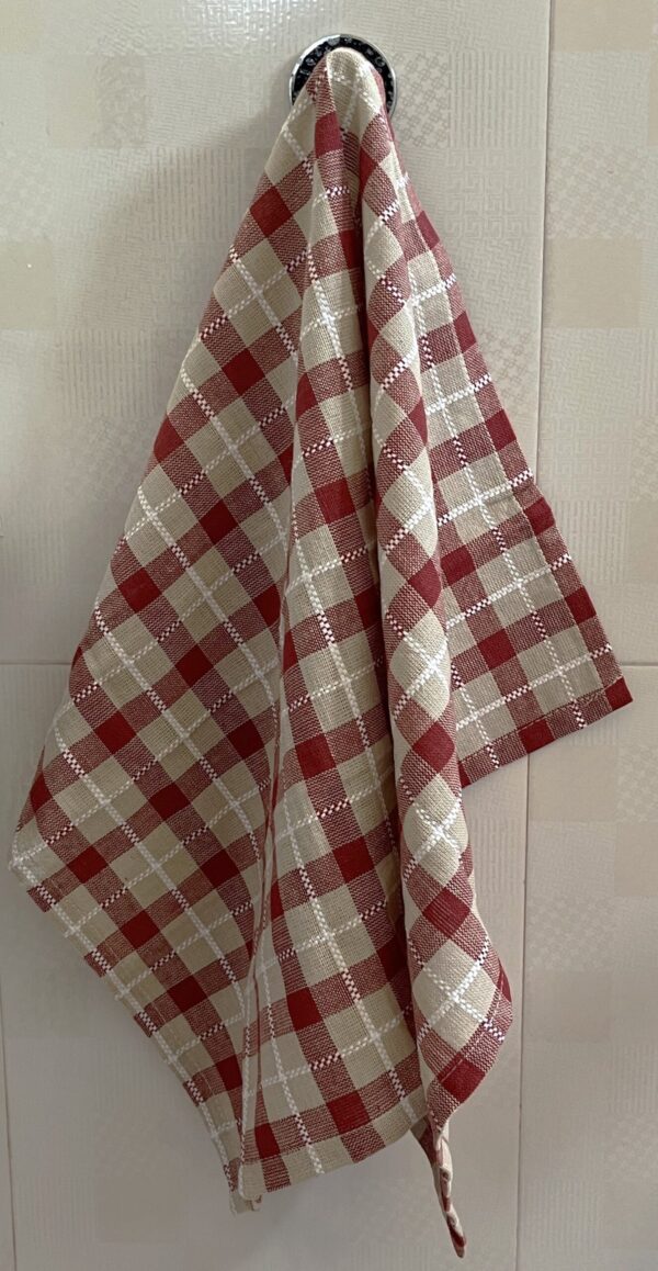 Vissage Geometric Kitchen Towels/Dish Towels, Red & Beige, Cotton, Pack of 2 - Image 2