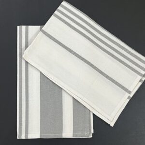 Vissage Designer Kitchen Towels/Dish Towels, Grey & White, Cotton, Pack of 2