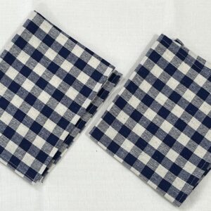 Vissage Small Checkered Kitchen Towels/Dish Towels, Blue & White, Cotton, Pack of 2