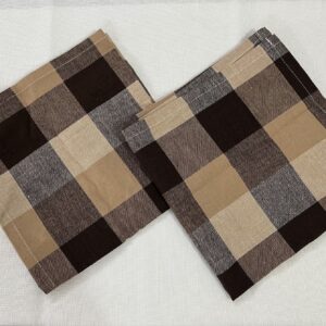 Vissage Brown Checkered Kitchen Towels/Dish Towels, Cotton, Pack of 2