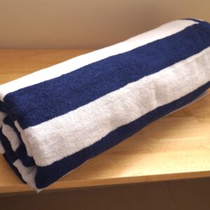 Vissage Blue & White Cabana Plush Pool Towel, 900gms, 90CM*180CM